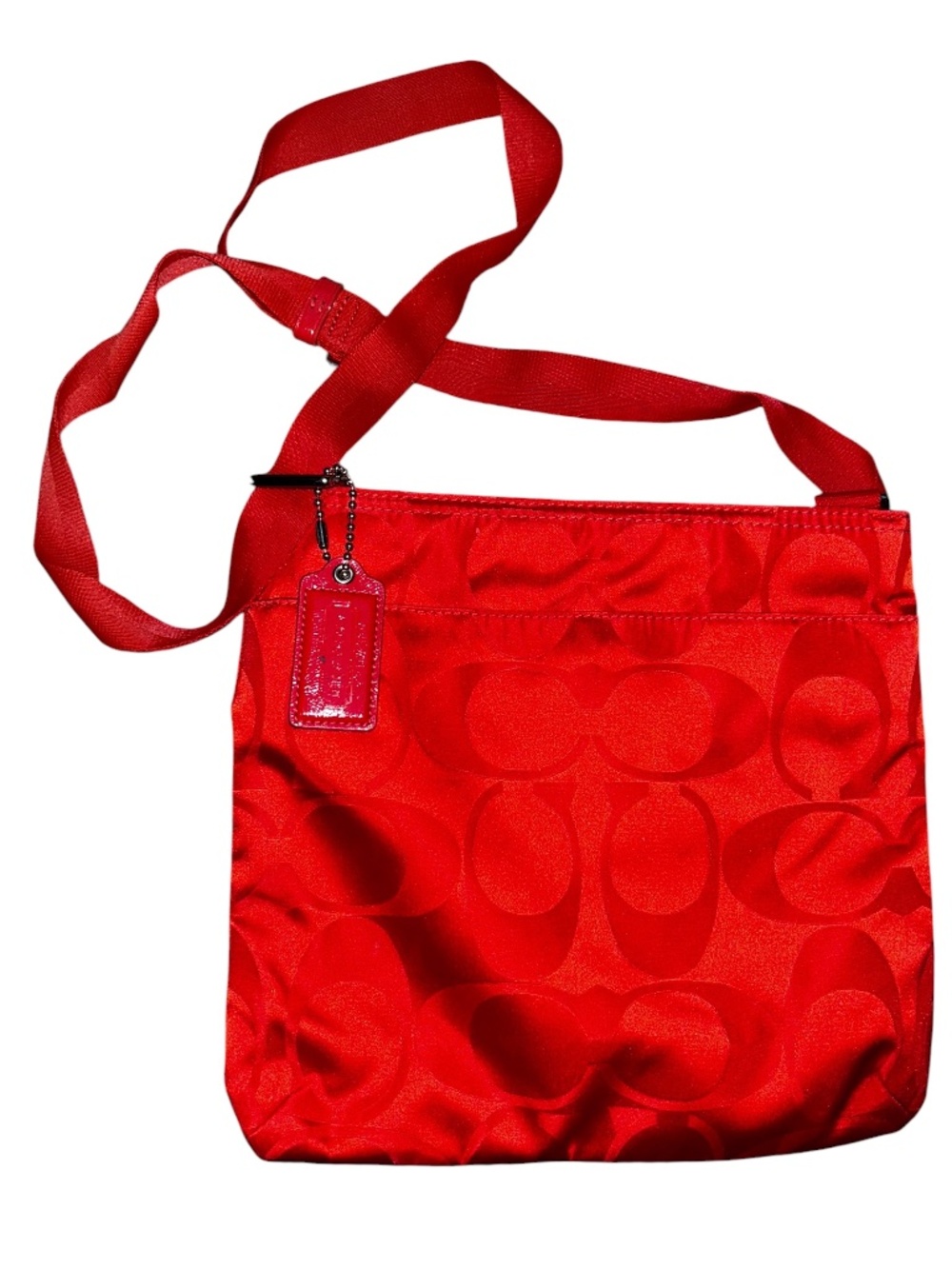 coach red CC logo print cross body bag